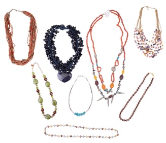 Natural Stone and Faux Pearl Necklaces