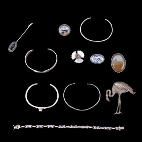Sterling Silver Brooches and Bracelets