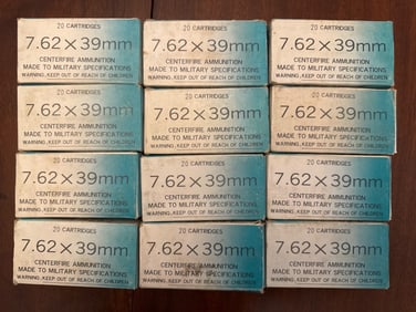 12 Boxes of 7.62x39mm Ammunition
