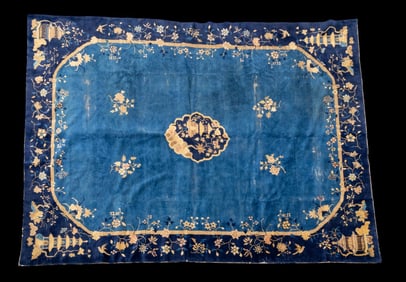 Antique Chinese Art Deco Rug ~9'x 11.5'