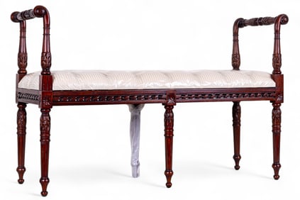 Carved Window Bench w/ Arms / Seat