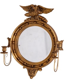 Federal Style Bullseye Mirror w/ Sconces