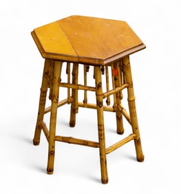 Early Bamboo Oak Top Tabouret / Table
