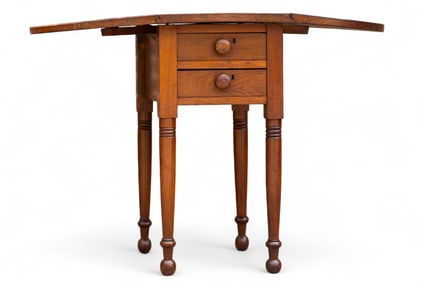 Antique Sheraton Walnut 2-Drawer Drop Leaf Table