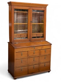 19th C 9-Drawer Apothecary Secretary Desk