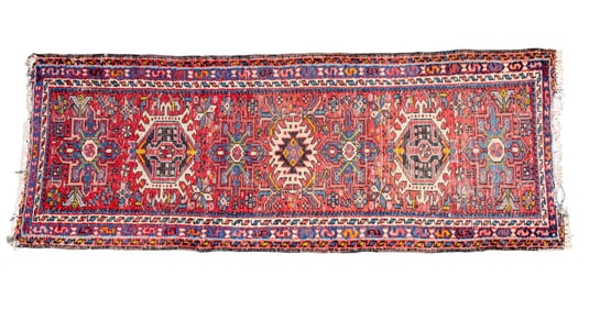 Antique Handwoven Persian Heriz Runner.