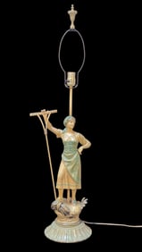 French Figural Painted Art Lamp