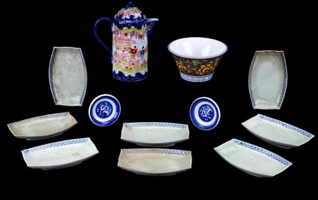 Celadon Fish Plates, Handpainted Bowl, Teapot, +