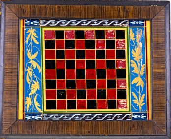 Early Reverse Painted Checker/Chess Board