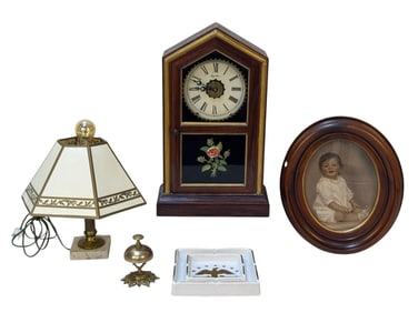 Ingraham Mantle Clock, Vintage Lamp, and More