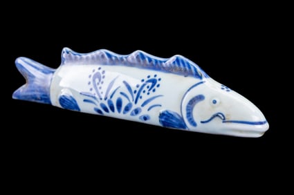 Early Chinese Porcelain Figural Fish Brush Rest