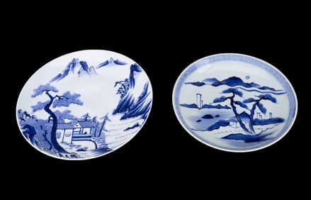 19th/20th C Japanese Blue & White Porcelain Plates