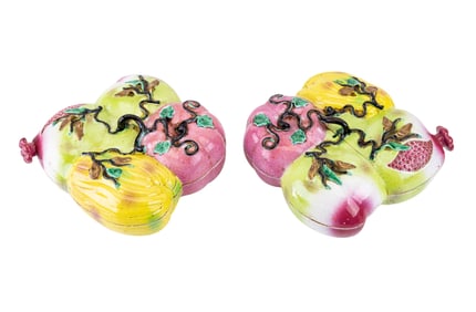 Early Footed Porcelain Chinese Fruit Boxes (2)
