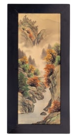 Pair of Signed Asian Watercolors on Silk