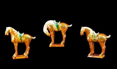Chinese Sancai Porcelain Horses (3)