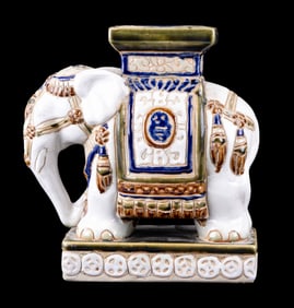 Vintage Thai Porcelain Hand Painted Elephant