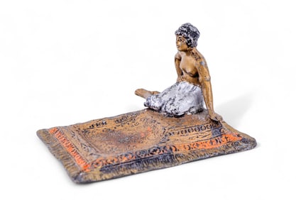 Early Austrian Bronze Girl on Carpet Ash Tray