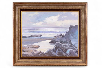 Signed Oil on Canvas, Beach Scene