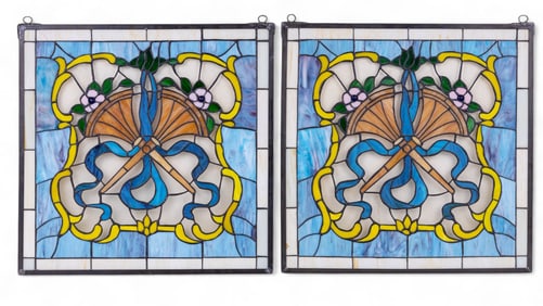 Slag Glass Mosaic Window Panels (2)
