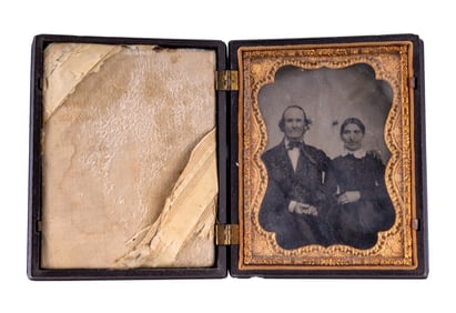 Finely Carved Union Case w/ Photo of Couple