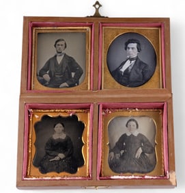 Antique Ambrotypes in Wooden Box