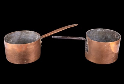Primitive Hammered Copper Sauce Pots (2)