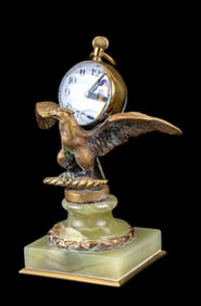 Gilt Bronze Eagle Glass Ball Clock