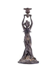 Cast Pot Metal Figural Candle Holder