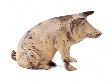 19C Cast Iron Pig Bank