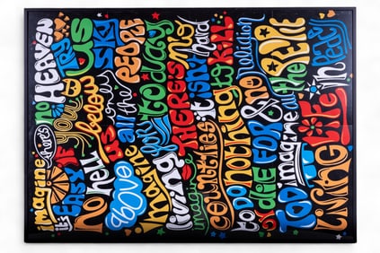 Framed Imagine by John Lenon Lyrics Poster