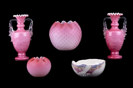 Stevens & Williams Vases & Victorian Satin Glass
