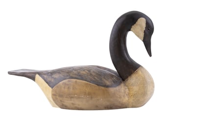Artisan Carved Glass Eyed Goose Decoy