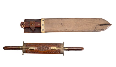 WWII British Issue Machette, Carved Knife Set