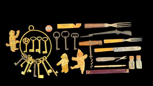 Sterling Pocket Knife, Early Keys, Toys, More