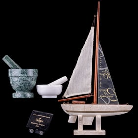 Model Sailboat Award/Vintage Mortar and Pestle