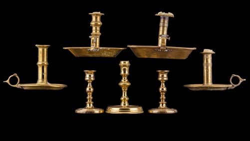 Antique Brass Candle Snuffer/Candle Sticks