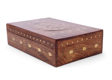 Rosewood Brass Inlay Jewelry Box