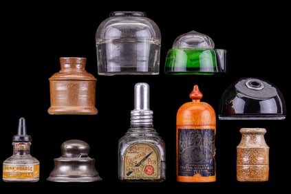 Vintage Ink Bottles, Inkstand, Inkwells