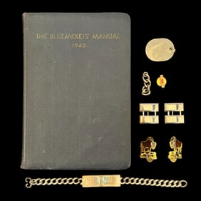 Military Insignia, Book, and WW1 Naval Dog Tag