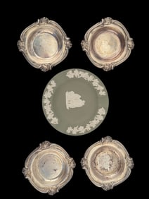 Camusso Sterling Dishes (4) + Wedgwood Ashtray