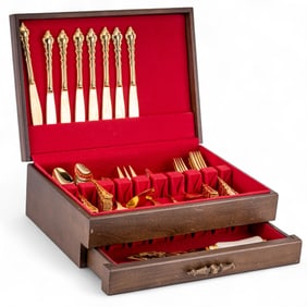 Gold Plated Rogers Stainless Flatware Set