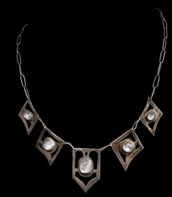 Sterling Moonstone Arts and Craft Necklace