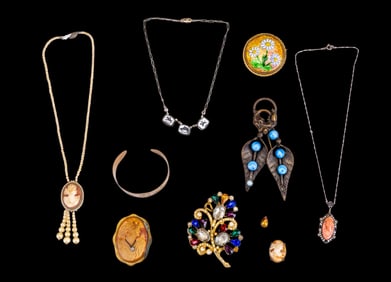Champleve Enamel Brooch and Early Jewelry