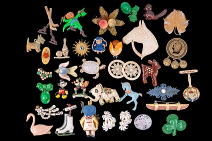 Large Vintage Celluloid Pin Collection