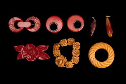 Vintage Carved Bakelite Jewelry
