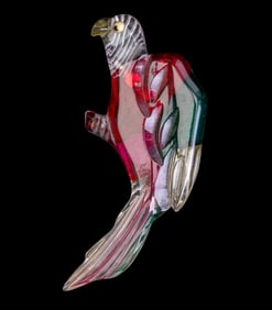 Vintage Lucite Red Macaw Parrot Brooch