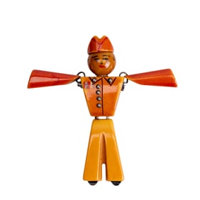 Red Bakelite Army Man Pin