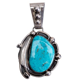 Native American Sterling Turquoise Pendant