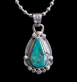 Native American Silver Turquoise Pendant