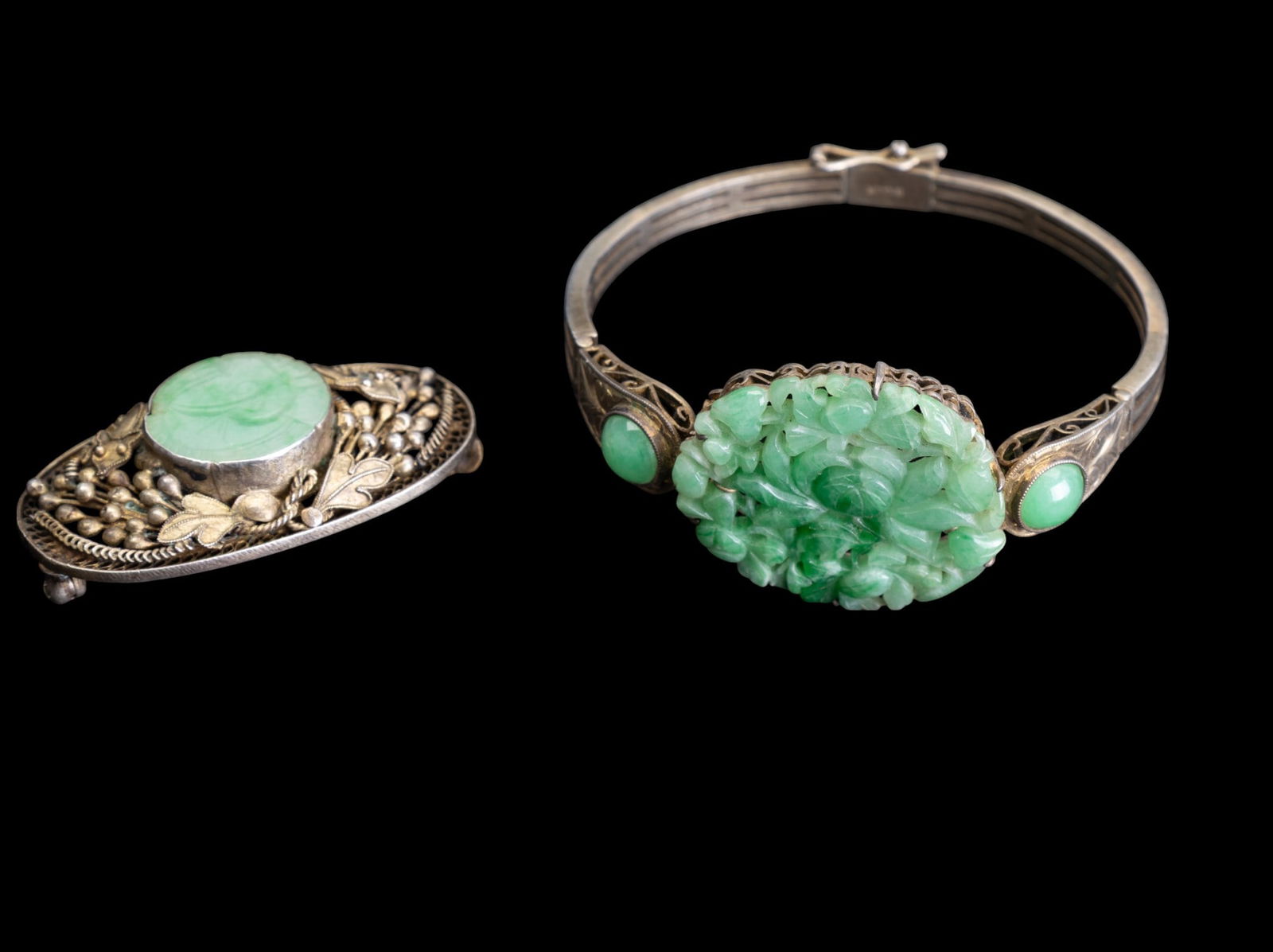 Early Silver Jade Bracelet and Pin (1 of 9)